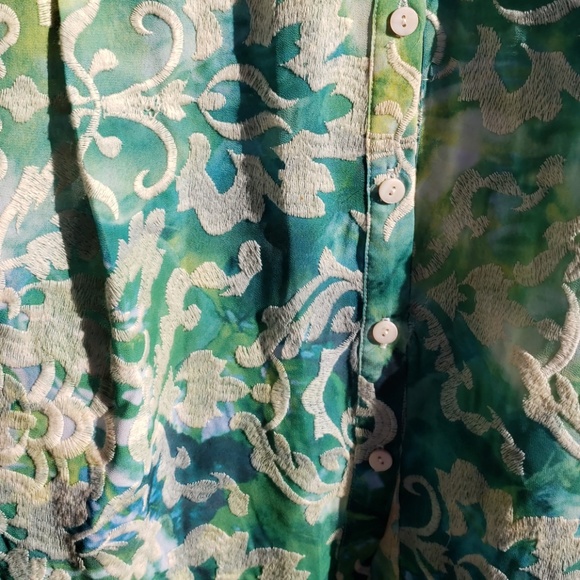 Sharon Young Green Long Shirt Top Size 14 - Picture 5 of 8